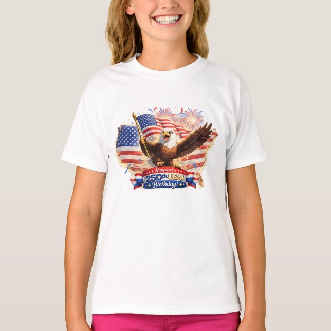 Camiseta kids t-shirt Happiest 250th Birthday USA! (Frente)