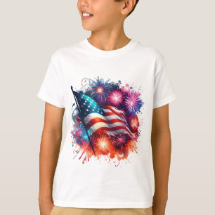 Camiseta Kids T-Shirt-Patriotic Flag