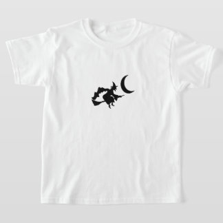 Camiseta Kids T-Shirt-Whitch onBroom Scary Spider on Back