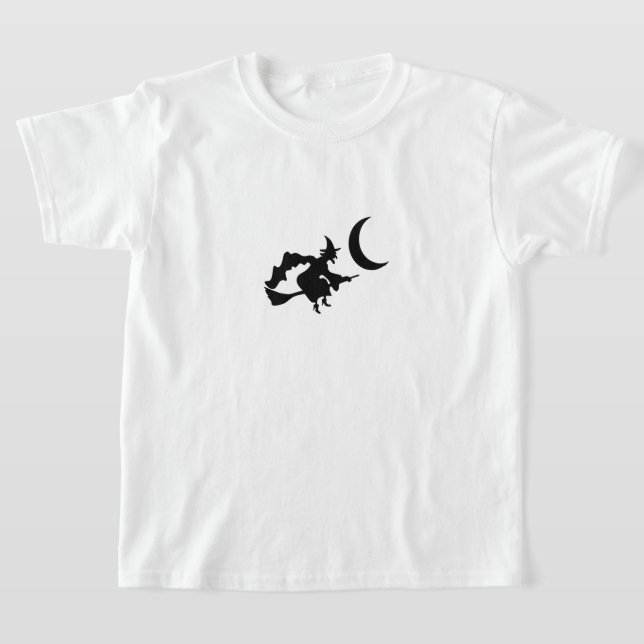 Camiseta Kids T-Shirt-Whitch onBroom Scary Spider on Back (Postura )