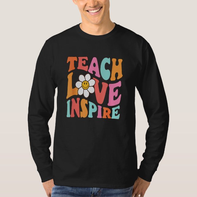 Camiseta Kids Teach Love Inspire Retro  Back To School Teac (Frente)