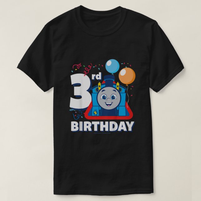 Camiseta Kids Thomas Amigos Feliz aniversário de 3 anos (Frente do Design)
