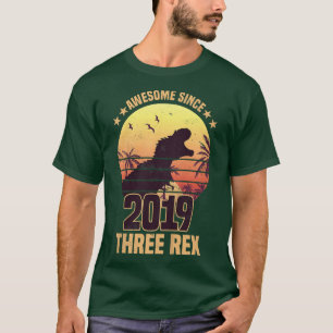 Camiseta Kids Three Re 3rd Birthday Dinosaur 3 year old
