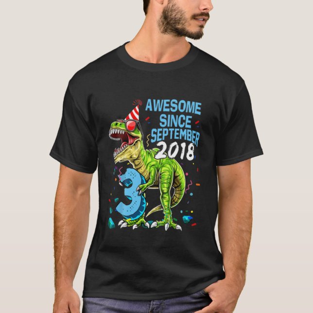 Camiseta Kids Three Rex 3Rd Birthday Third Dinosaur 3 Year (Frente)