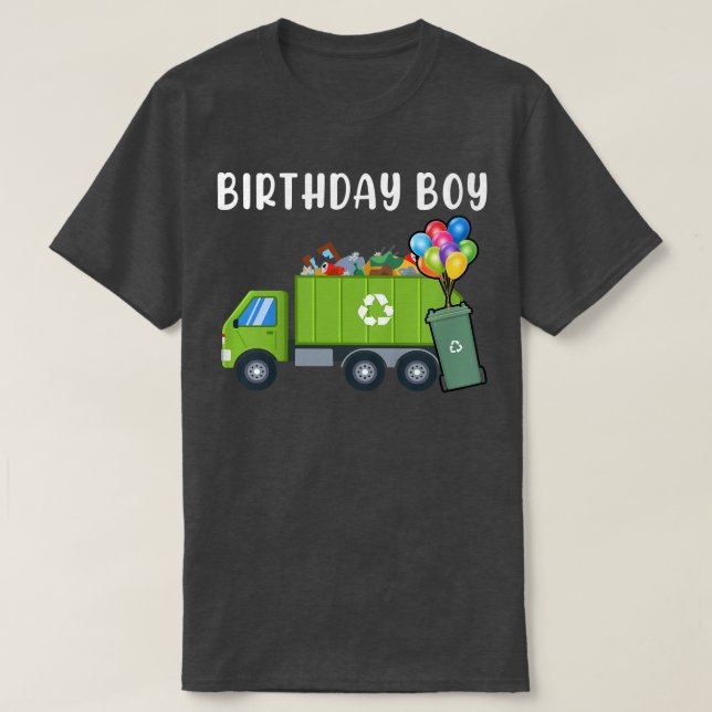 Camiseta Kids Trash Bin Birthday Boy Garbage Trucks Toddler (Frente do Design)