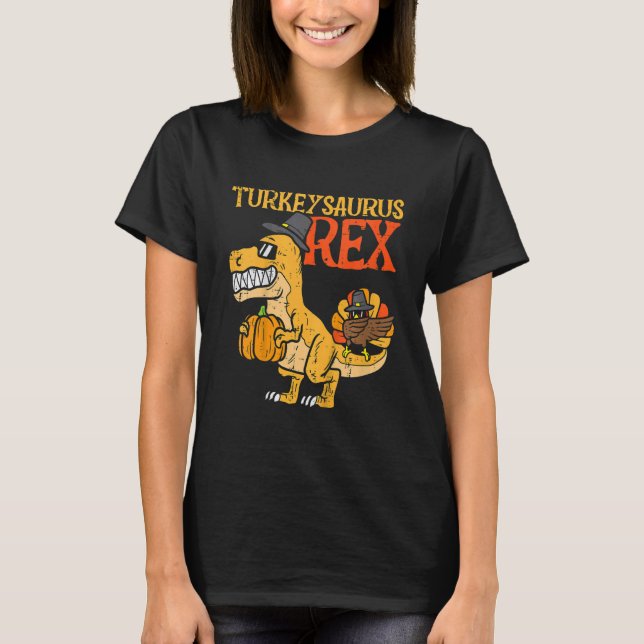 Camiseta Kids Turkeysaurus Rex Dab Turkey Dino Toddler Boys (Frente)