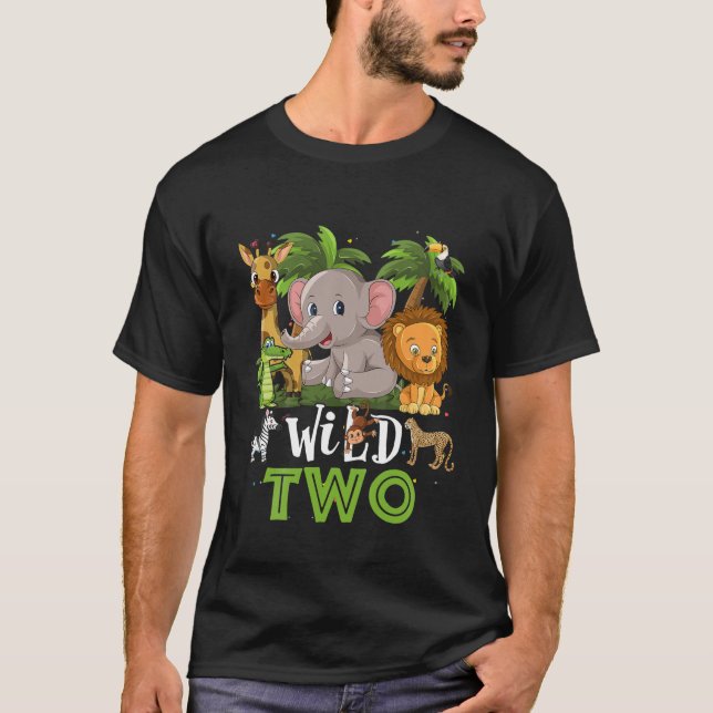 Camiseta Kids Two Of The Wild Zoo Birthday Safari Jungle An (Frente)