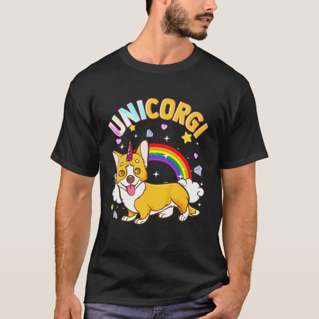 Camiseta Kids Unicorn Corgi Crossover Unicorgi (Frente)
