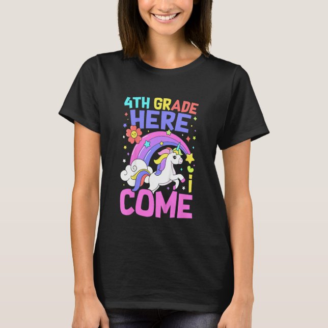 Camiseta Kids Unicorn  Teacher Students 4th Grade Back To S (Frente)