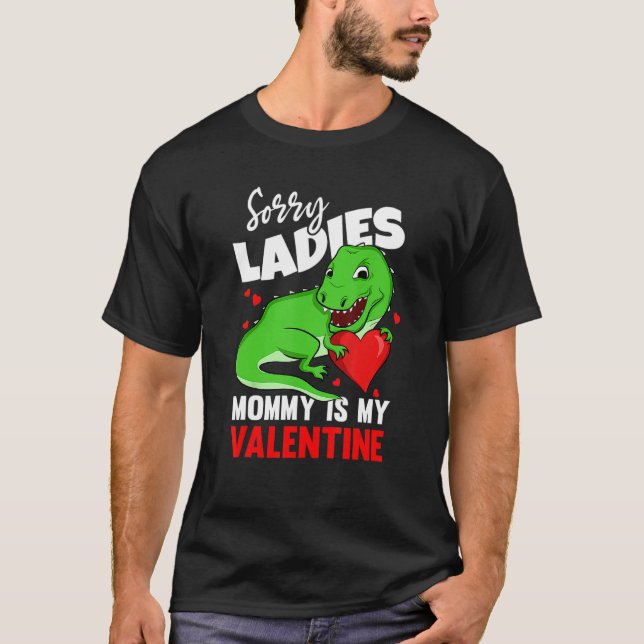 Camiseta Kids Valentines Day Mommy Is My Valentine TRex Mom (Frente)