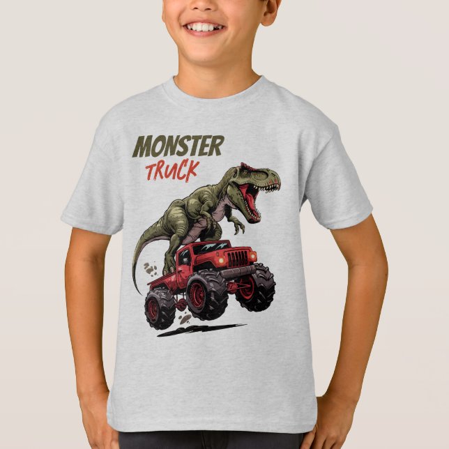Camiseta Kids Vermelhos De Monstro Vermelho T-Rex (Frente)