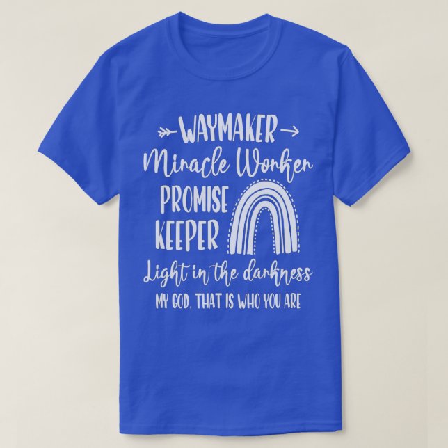 Camiseta Kids Waymaker Miracle Worker Rainbow, Christian - (Frente do Design)