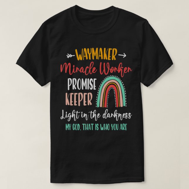 Camiseta Kids Waymaker Miracle Worker Rainbow, Christian (Frente do Design)