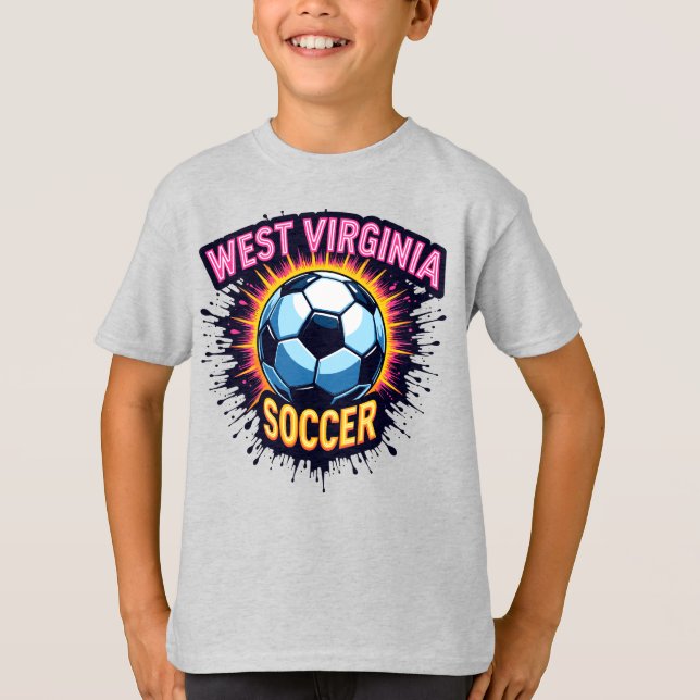 Camiseta Kids West Virginia Soccer T-Shirt - Orgulho WV (Frente)
