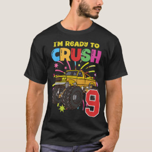 Camiseta Kids Yellow Monster Truck Gift is Ready For My 9th