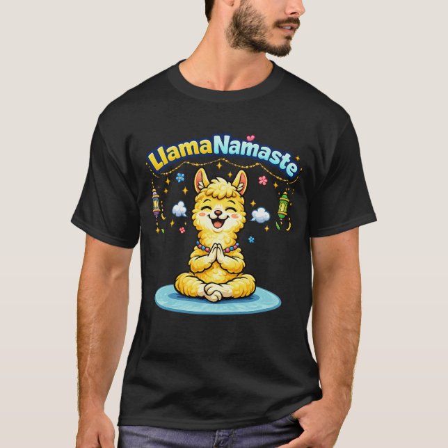 Camiseta Kids Yoga Namaste Cute Cartoon T-Shirt Design (Frente)