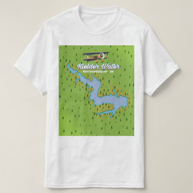 Camiseta Kielder Water Northumberland — mapa do Reino Unido (Frente do Design)