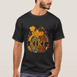 Camiseta Kiki Leopard Floral Pumpkin outono outono Thanksgi