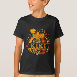 Camiseta Kiki Leopard Floral Pumpkin outono outono Thanksgi