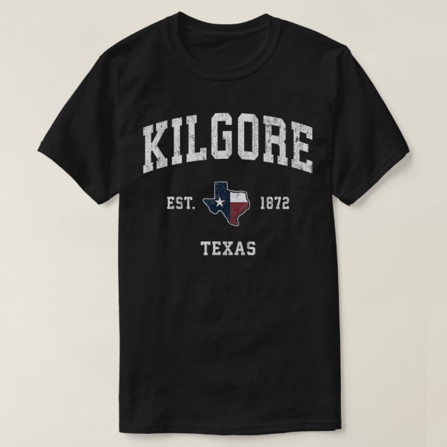 Camiseta Kilgore Teas TX Estado Vintage Design (Frente do Design)