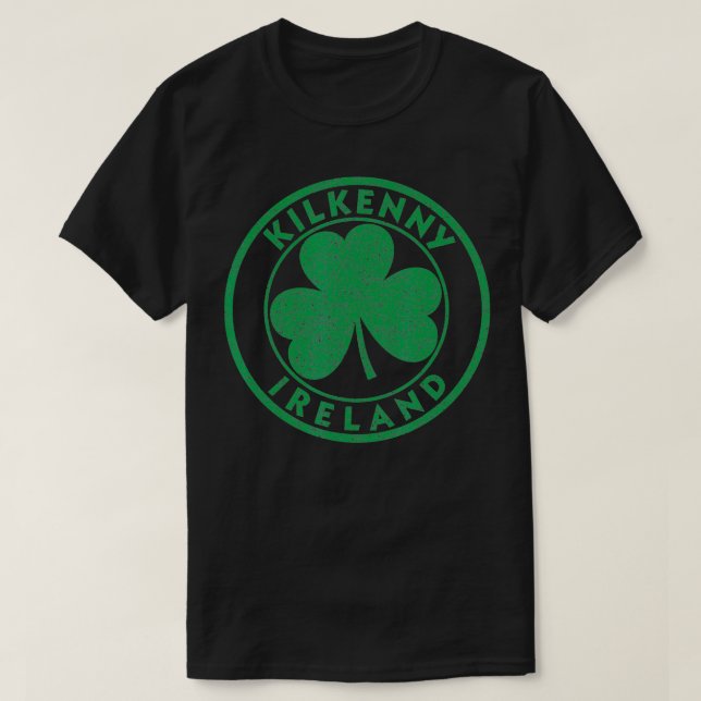 Camiseta Kilkenny Irlanda Vintage Sinal De Shamrock Afressa (Frente do Design)