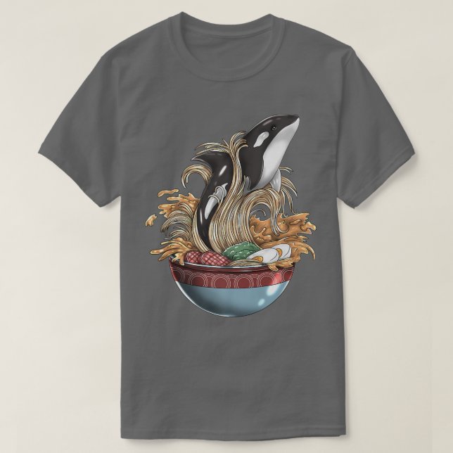 Camiseta Killer Whale Orca Ramen Noodle Japanese Harajuku F (Frente do Design)