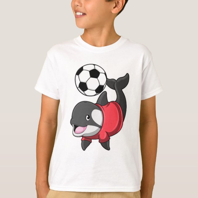 Camiseta Killerwhale como jogador de futebol com futebol (Frente)