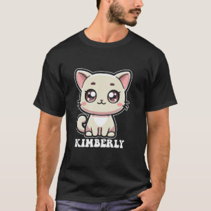 Camiseta Kimberly Cute Kitty Cat Design para Meninas Nome K