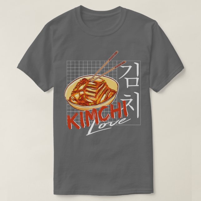 Camiseta Kimchi ama a comida coreana Hangul (Frente do Design)