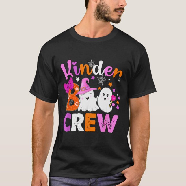 Camiseta Kinder Boo Crew Kindergarten Teacher Kids Hallowee (Frente)