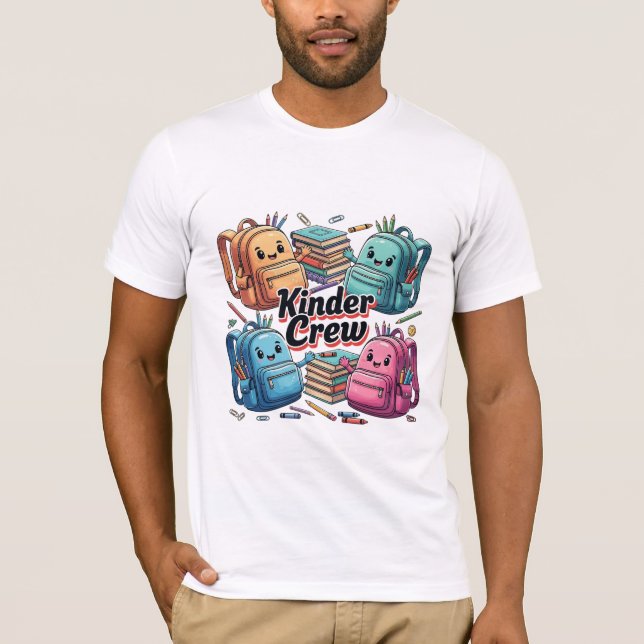 Camiseta Kinder Crew Cute Backpacks Back to School (Frente)