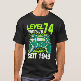Camiseta Kinder Nível 74 Jahre Geburtstags Junge Gamer 1948