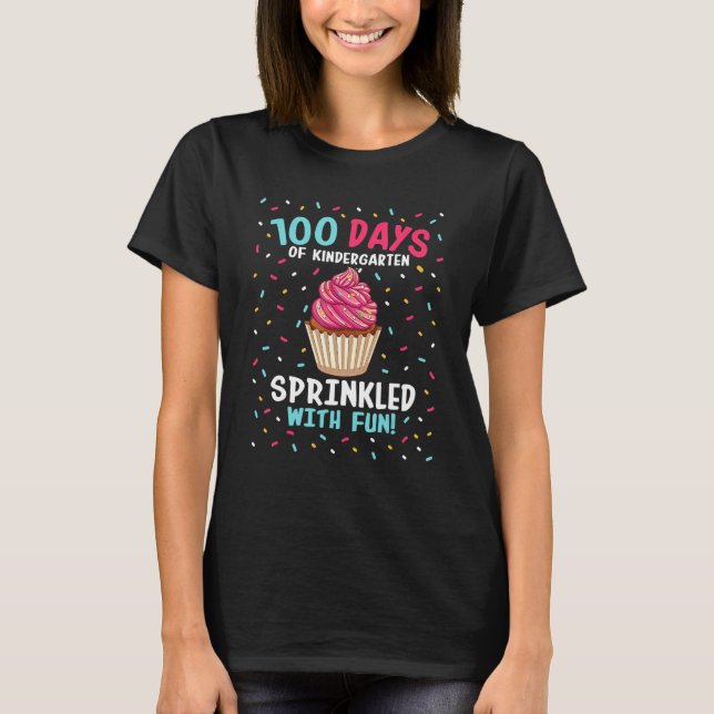 Camiseta Kindergarten 100 Days Of School Girls Sprinkled Fu (Frente)