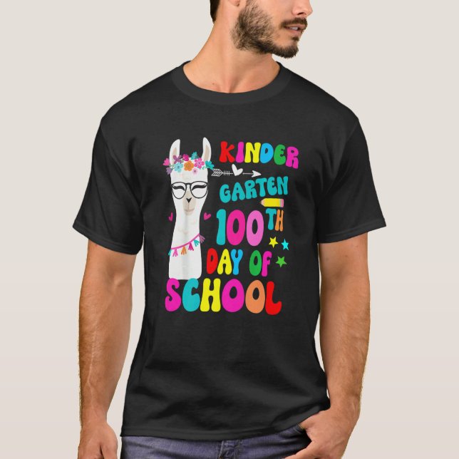 Camiseta Kindergarten 100 Days Smarter No Prob Llama Teache (Frente)