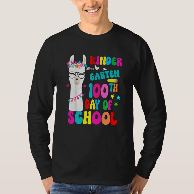 Camiseta Kindergarten 100 Days Smarter No Prob Llama Teache (Frente)