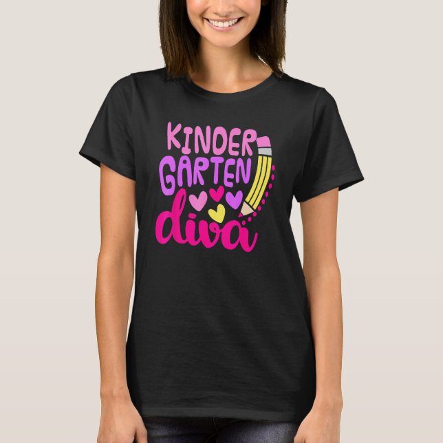 Camiseta Kindergarten Diva Girls First Day Of Kindergarten (Frente)