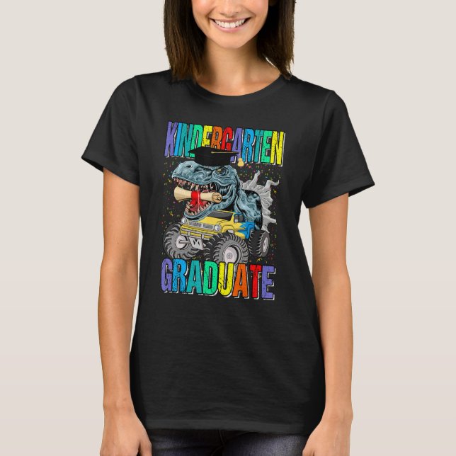 Camiseta Kindergarten Graduate Monster Truck Dinosaur Gradu (Frente)
