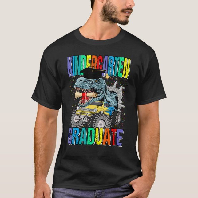 Camiseta Kindergarten Graduate Monster Truck Dinosaur Gradu (Frente)