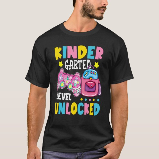 Camiseta Kindergarten Level Unlocked Video Gamer Girls Back (Frente)