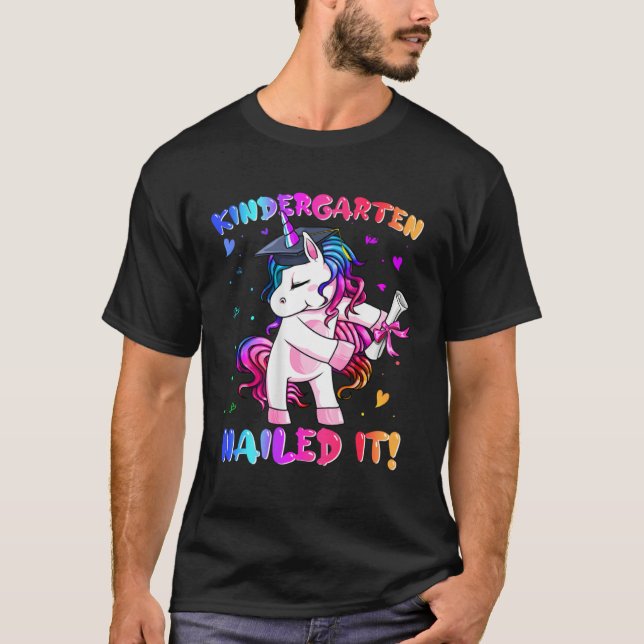 Camiseta Kindergarten Nailed It Cute Unicorn Happy Last Day (Frente)