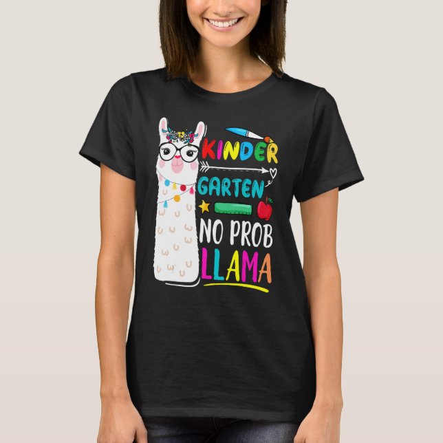 Camiseta Kindergarten No Prob Llama Teacher Back To School  (Frente)