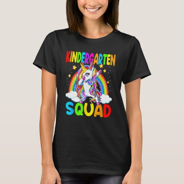 Camiseta Kindergarten Squad Dabbing Unicorn Back To School  (Frente)