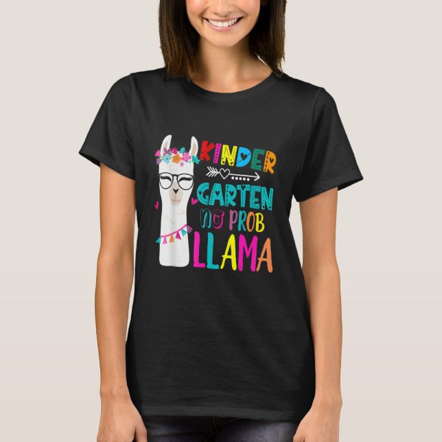 Camiseta Kindergarten Teacher Back To School No Prob Llama (Frente)