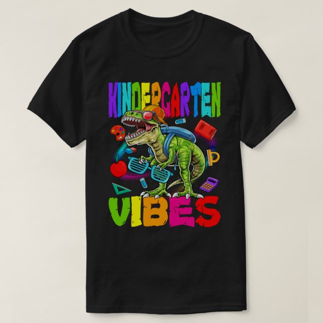 Camiseta Kindergarten Vibes Dinosaur Back To School (Frente do Design)