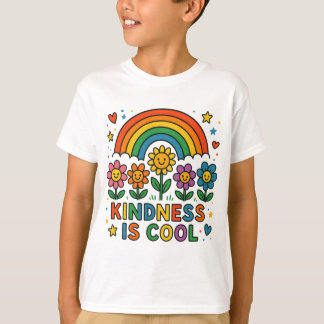 Camiseta Kindness Is Cool – Rainbow and Flowers Positive Me