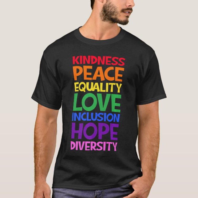 Camiseta Kindness Peace Equality Love Inclusion Hope Divers (Frente)