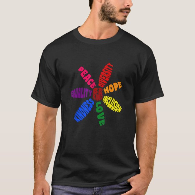 Camiseta Kindness Peace Equality Love Inclusion Hope Divers (Frente)