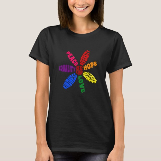Camiseta Kindness Peace Equality Love Inclusion Hope Divers (Frente)