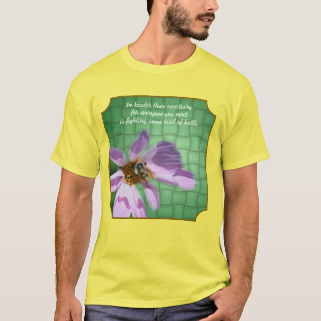 Camiseta Kindness Quote Bee On Flower Inspirational  (Frente)