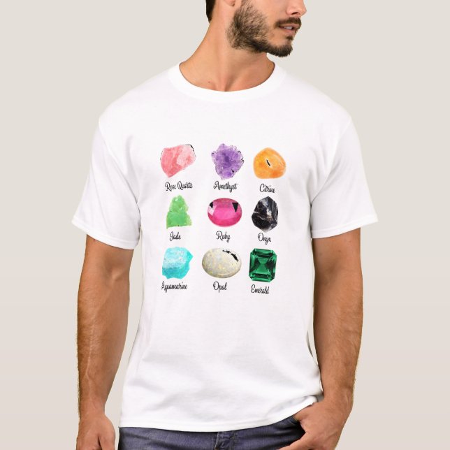 Camiseta Kinds Of Crystals Crystal Healing Spiritual Crysta (Frente)